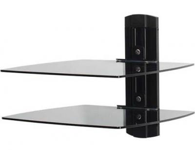 Sanus Tempered Glass On-Wall AV Component Shelves With Two Height Adjustable Shelves - VF3012-B1