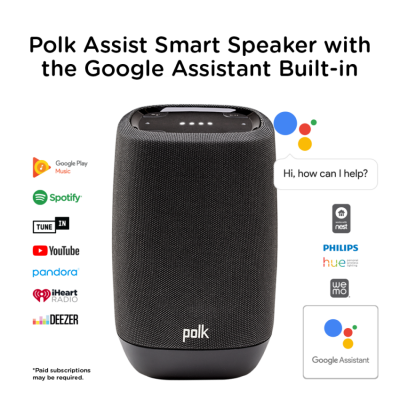 Polk Audio Smart Speaker With  Built-In the Google Assistant - Polk ASSIST Black