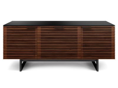 BDI Corridor 8177 Triple Wide TV Stand With Media Storage Drawer In Chocolate Stained Walnut - BDICORR8177CHOC