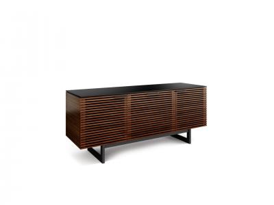 BDI Corridor 8177 Triple Wide TV Stand With Media Storage Drawer In Chocolate Stained Walnut - BDICORR8177CHOC