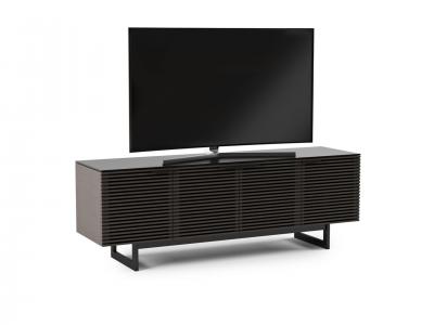 BDI Corridor 8179 Quad Wide TV Stand With Tempered Glass Top In Charcoal Stained Ash - BDICORR8179CHAR