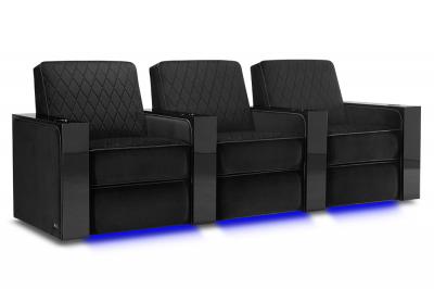 Valencia Theater Seating Bespoke Series Italian Leather Seating in Raven - Naples Prestige