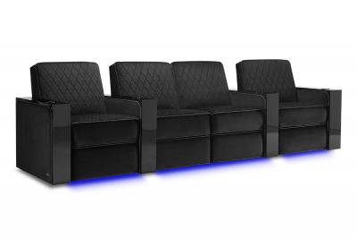 Valencia Theater Seating Bespoke Series Italian Leather Seating in Raven - Naples Prestige