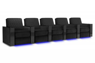 Valencia Theater Seating Bespoke Series Italian Leather Seating in Raven - Naples Prestige