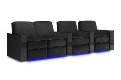 Valencia Theater Seating Bespoke Series Italian Leather Seating in Raven - Naples Prestige