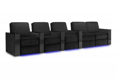 Valencia Theater Seating Bespoke Series Italian Leather Seating in Raven - Naples Prestige