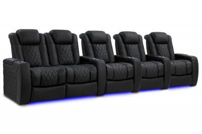 Valencia Theater Seating Bespoke Series Italian Leather Seating in Onyx  - Tuscany Luxury (O)