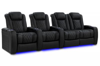 Valencia Theater Seating Bespoke Series Italian Leather Seating in Onyx  - Tuscany Luxury (O)