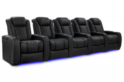 Valencia Theater Seating Bespoke Series Italian Leather Seating in Onyx  - Tuscany Luxury (O)