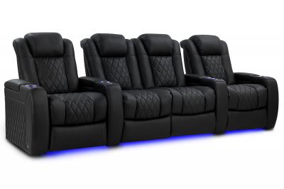 Valencia Theater Seating Bespoke Series Italian Leather Seating in Onyx  - Tuscany Luxury (O)