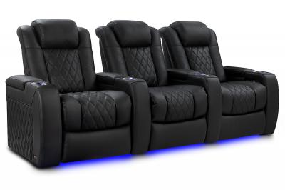 Valencia Theater Seating Bespoke Series Italian Leather Seating in Onyx  - Tuscany Luxury (O)