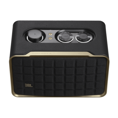 JBL Smart Home Speaker with Wi-Fi Bluetooth and Voice Assistants with Retro Design in Black - JBLAUTH200BLKAM