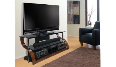 Bell'O Curved Wood A/V Furniture in Vibrant Espresso CW342
