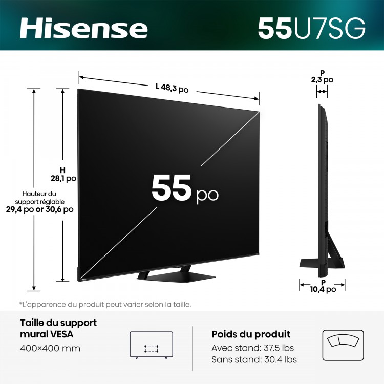 55" Hisense 55U7SG Hi-QLED Mini-LED AI Google TV
