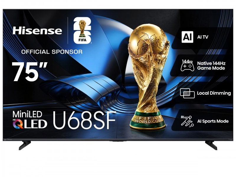 75" Hisense Hi-QLED Mini-LED AI TV 144Hz Fire TV - 75U68SF