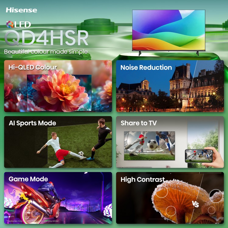 32" Hisense 32QD4HSR Hi-QLED HD Smart Roku TV