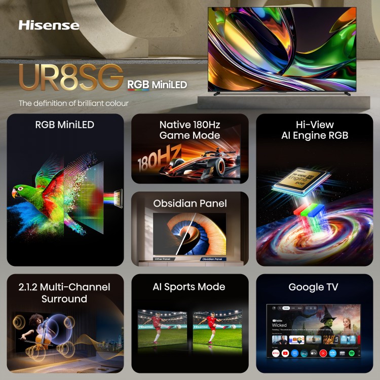 65" Hisense 65UR8SG RGB MiniLED AI Google TV