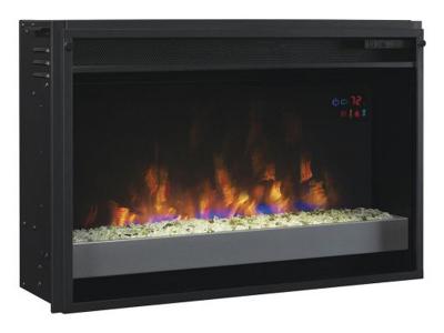Bell'O 72" Classic Flame Bello Mantle White Biscayne And Electric Insert 26" Crushed Glass BIS72MTL+26EF031GPG