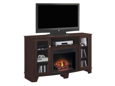 Bell'O Midnight Cherry Finish Media Mantle Adjustable Shelves and Electric Insert (DEL59MAN + DEL59FBX