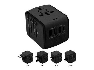 Ultralink All-In-1 Universal World Travel Adapter with 3 USB UP608BK